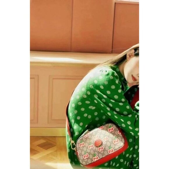 NIB Gucci GG Supreme & Red Leather Apple Shoulder Bag - Picture 2 of 15